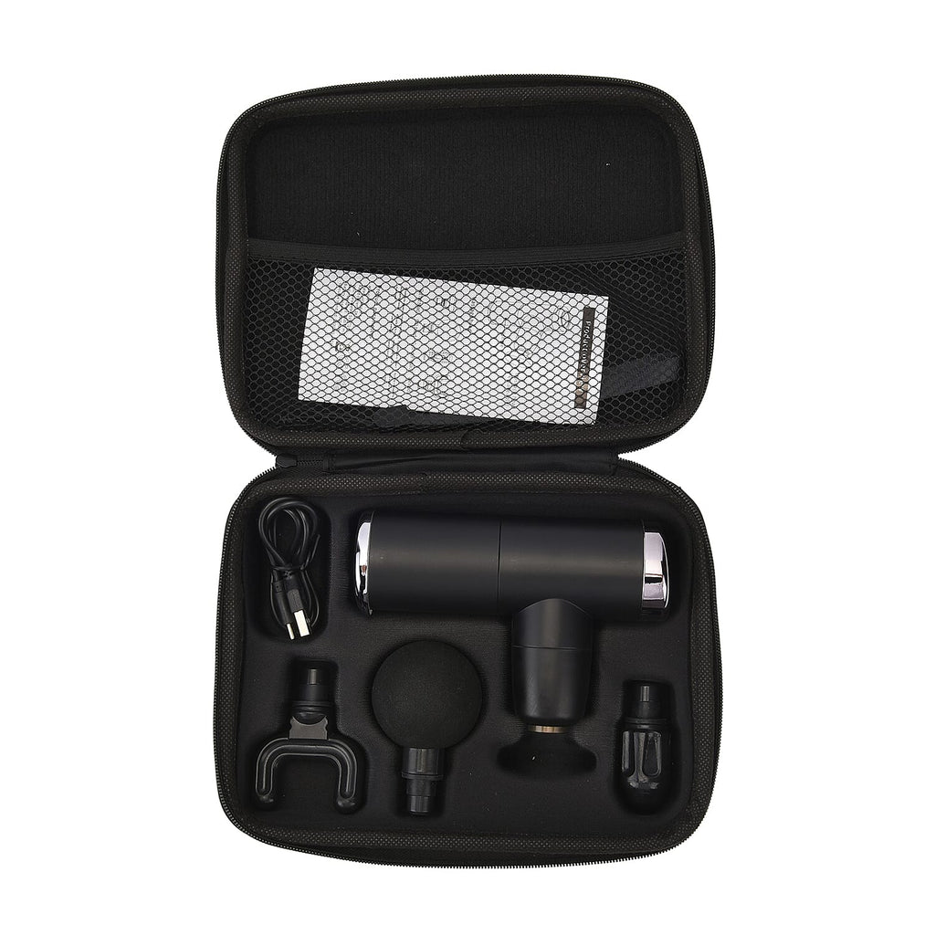 Handheld Rechargeable Deep Tissue Massage Gun with 4 Detachable Massage Head - Black