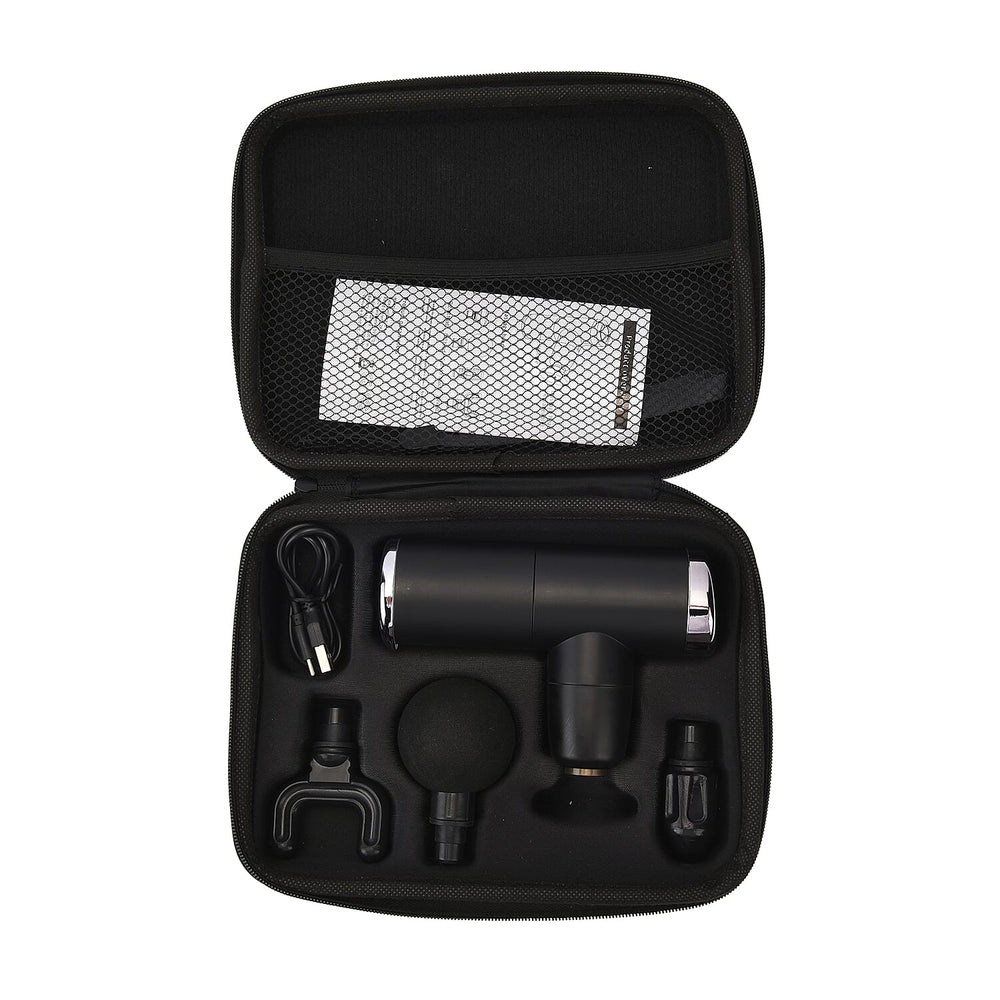 Handheld Rechargeable Deep Tissue Massage Gun with 4 Detachable Massage Head - Black