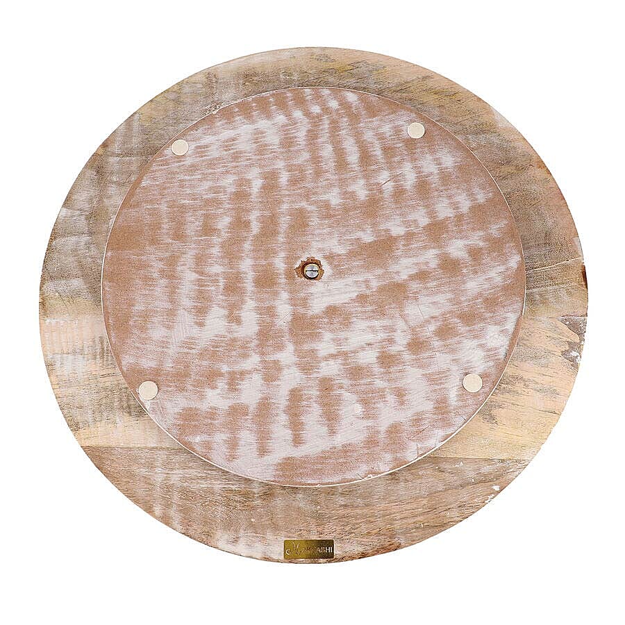 Handmade - Hand Carved Rotating Mango Wood Tray (Dia 40cm, Weight 4.40 lbs)