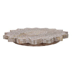 Handmade Mango Wood Carved Rotating Tray (Dia 40.62cm)