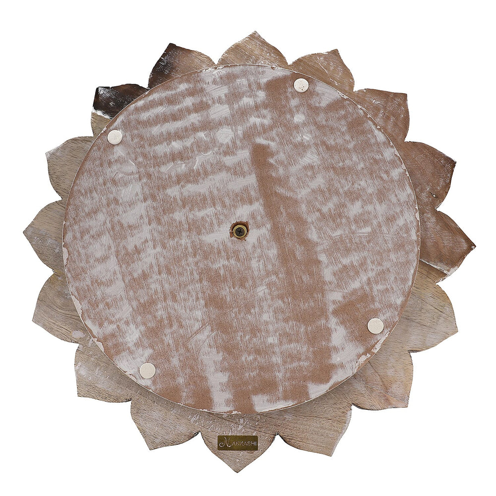 Handmade Mango Wood Carved Rotating Tray (Dia 40.62cm)