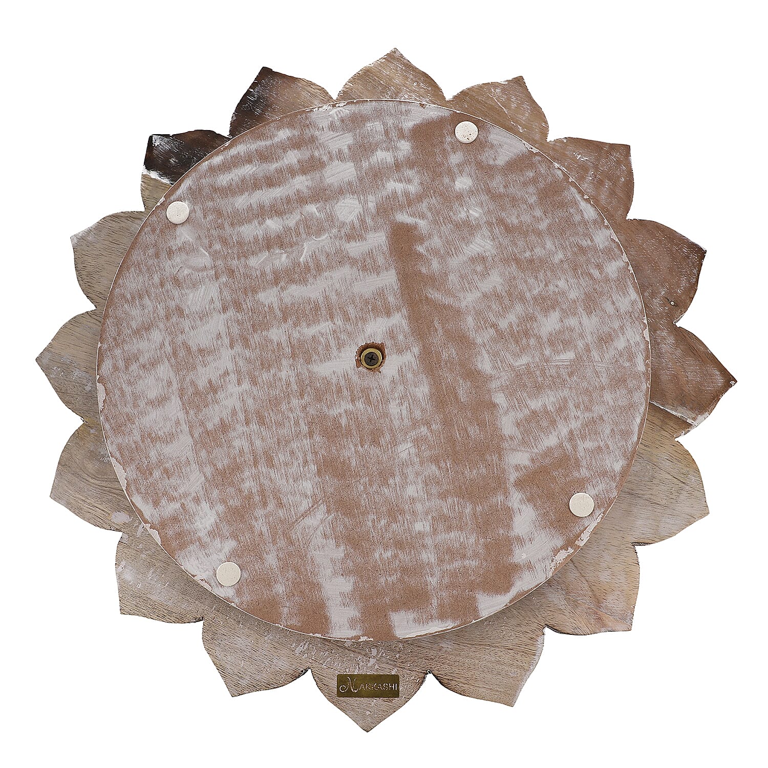 Handmade Mango Wood Carved Rotating Tray (Dia 40.62cm)