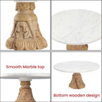 Handmade Marble Cake Stand with Wooden Base