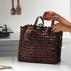 Handmade Sabai Grass Lunch Bag (Size 33x30x12 Cm) - Brown