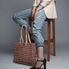 Handmade Sabai Grass Lunch Bag (Size 33x30x12 Cm) - Brown