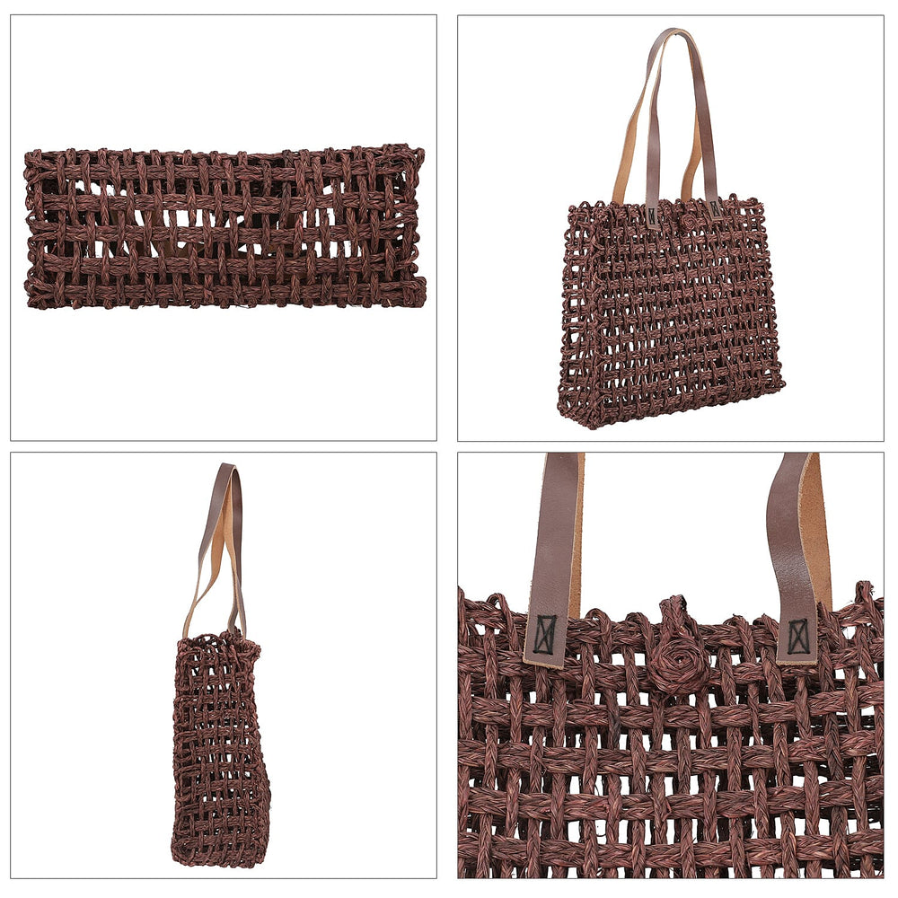Handmade Sabai Grass Lunch Bag (Size 33x30x12 Cm) - Brown