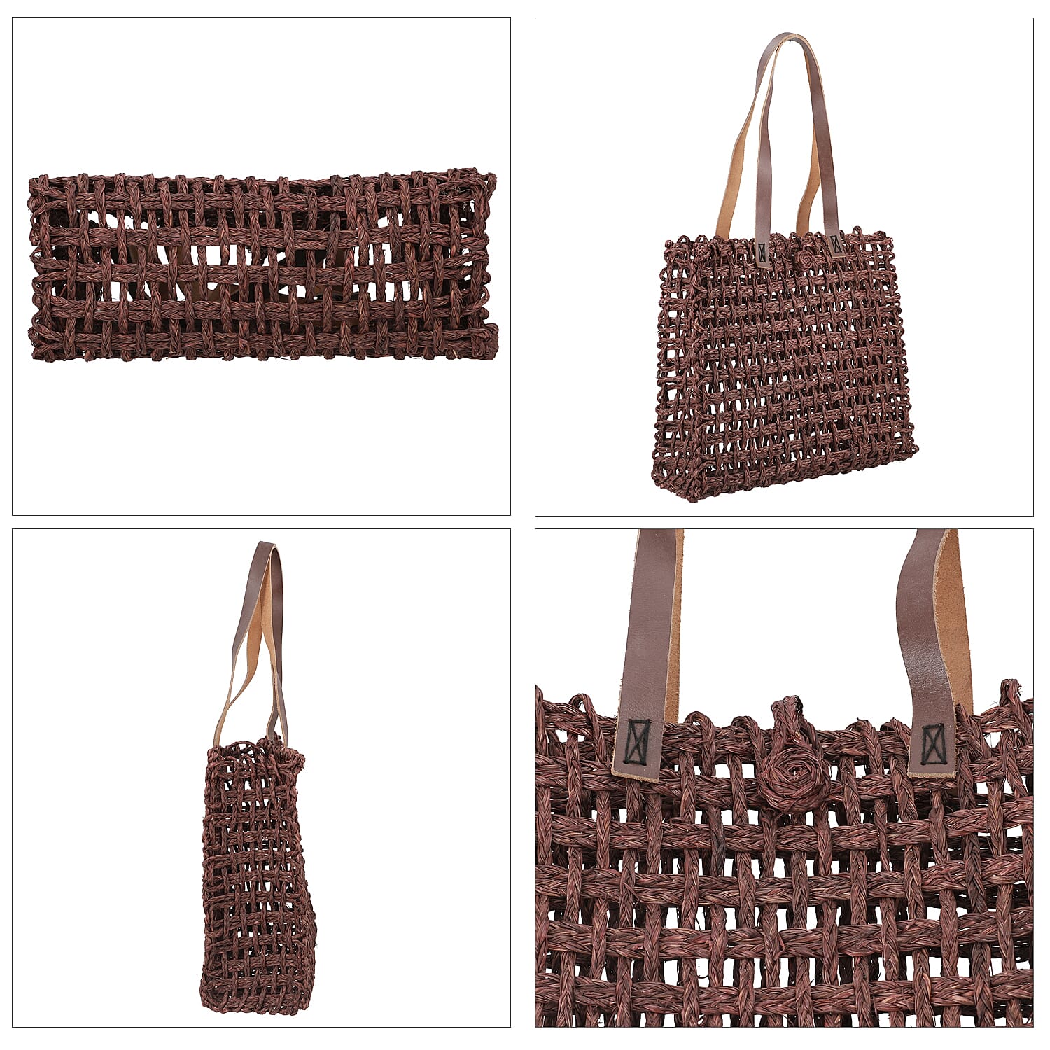 Handmade Sabai Grass Lunch Bag (Size 33x30x12 Cm) - Brown