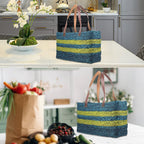 Handmade Sabai Grass Veg Bucket Bag (Size 41x23x14 Cm) - Green