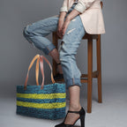 Handmade Sabai Grass Veg Bucket Bag (Size 41x23x14 Cm) - Green