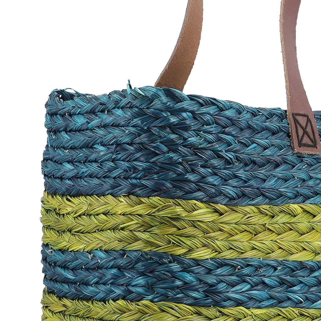 Handmade Sabai Grass Veg Bucket Bag (Size 41x23x14 Cm) - Green