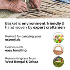 Handmade Sabai Grass Vegetable Holder Basket (Size 25x20 Cm) - Brown