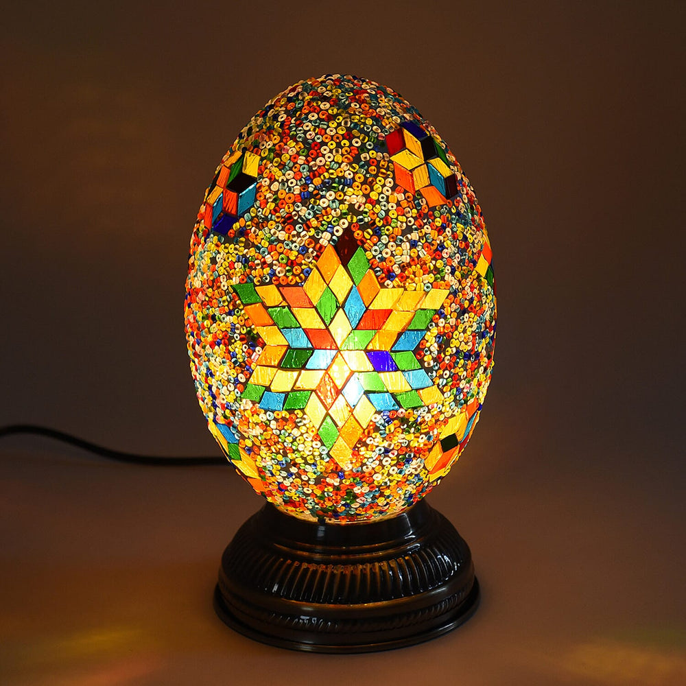 Handmade Egg Shaped Turkish Mosaic Table Lamp - Multi