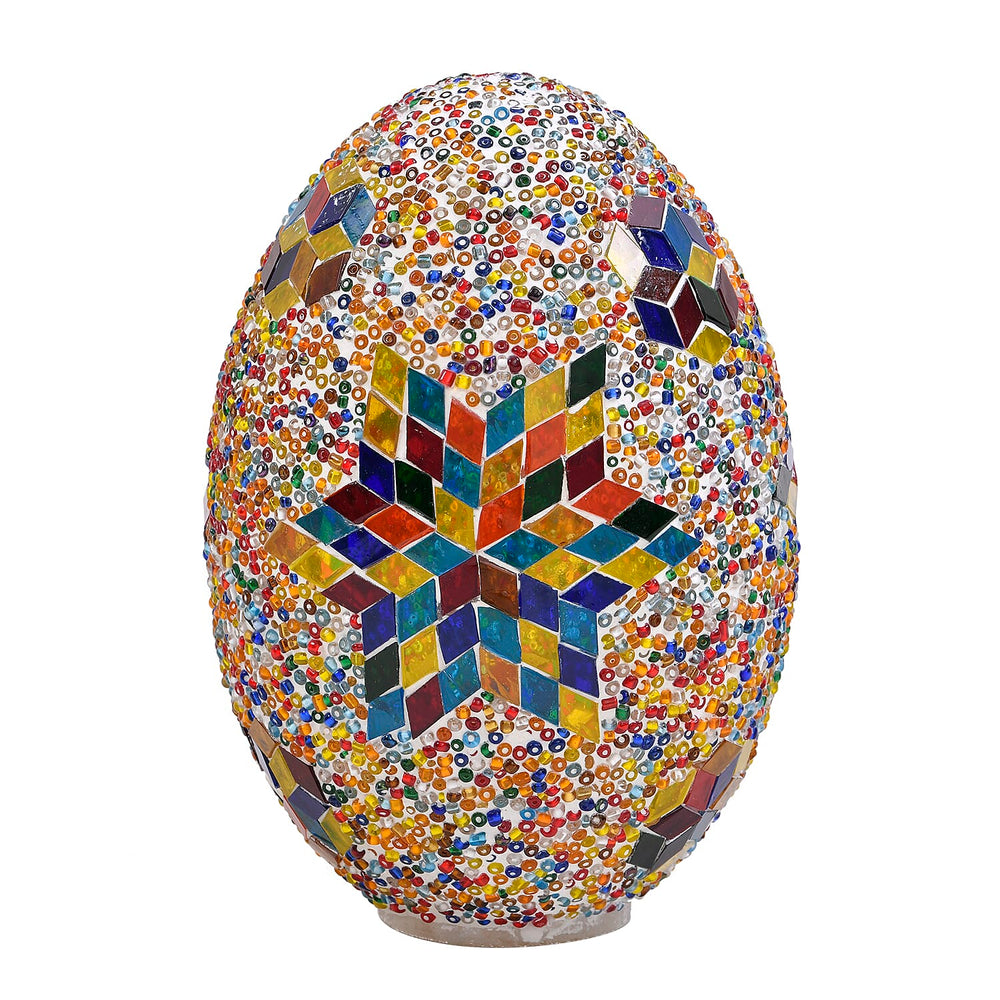 Handmade Egg Shaped Turkish Mosaic Table Lamp - Multi