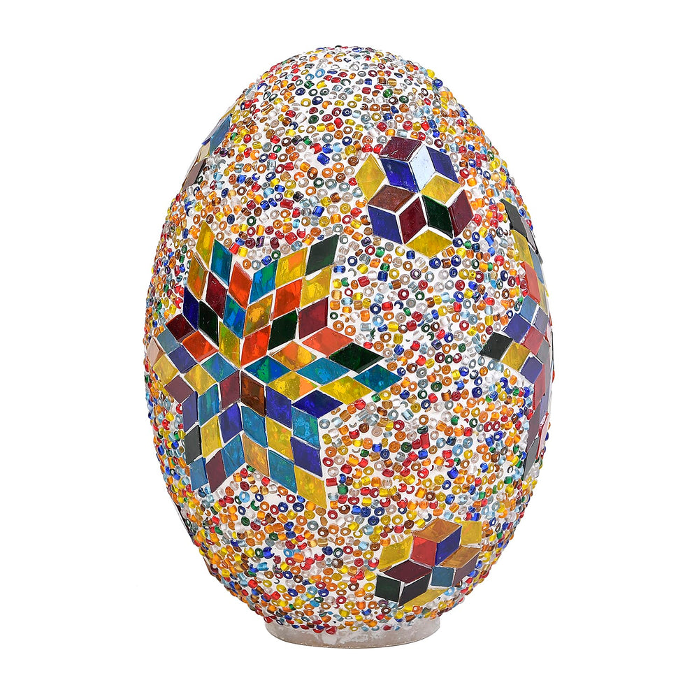 Handmade Egg Shaped Turkish Mosaic Table Lamp - Multi
