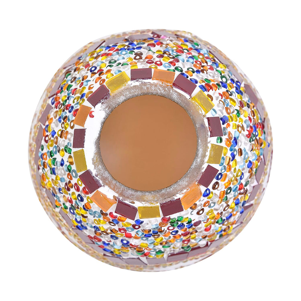 Handmade Floral Pattern Turkish Mosaic Table Lamp - Maroon - Multi