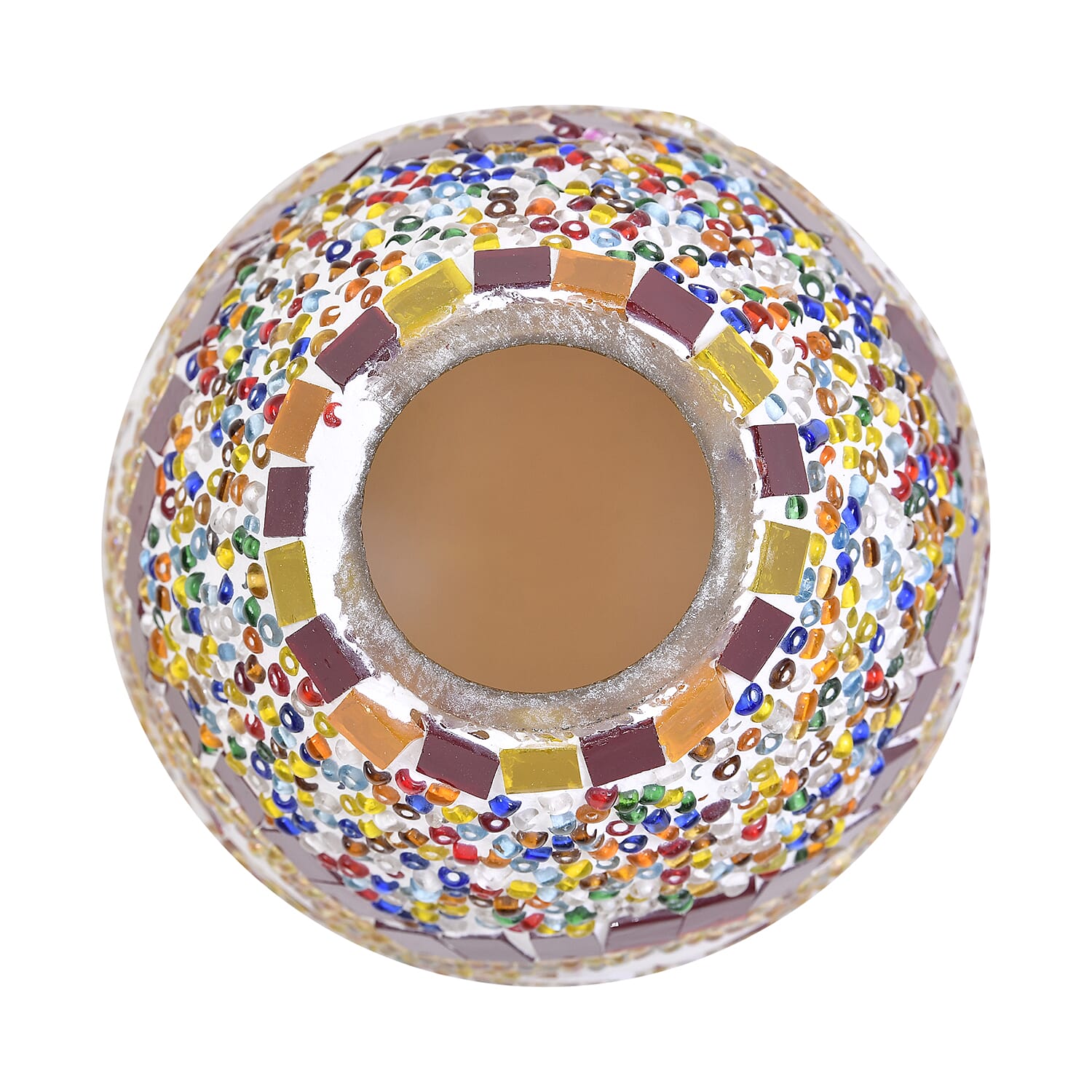 Handmade Floral Pattern Turkish Mosaic Table Lamp - Maroon - Multi