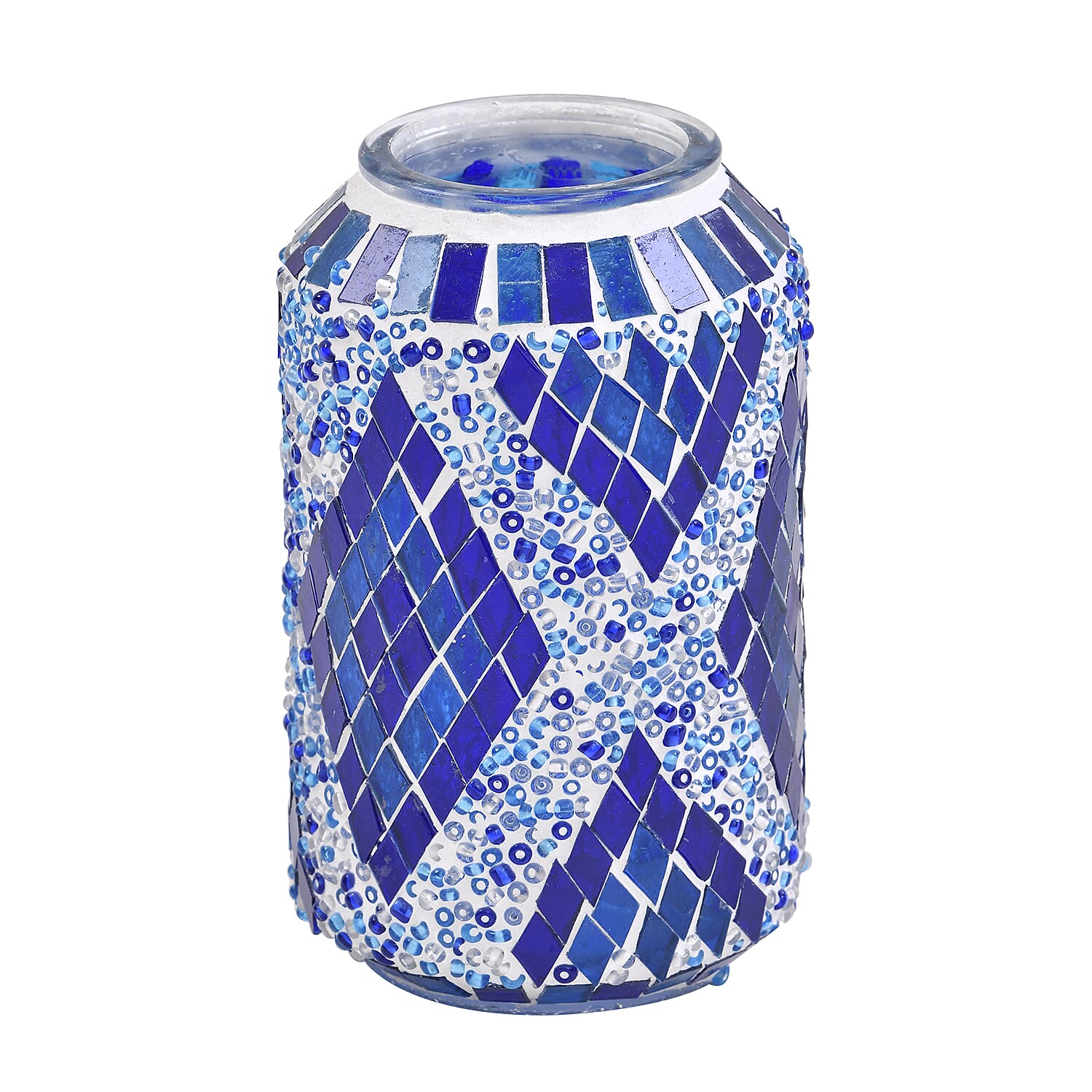 Handmade Turkish Mosaic Table Lamp (Size 13x13x40 cm) - Blue