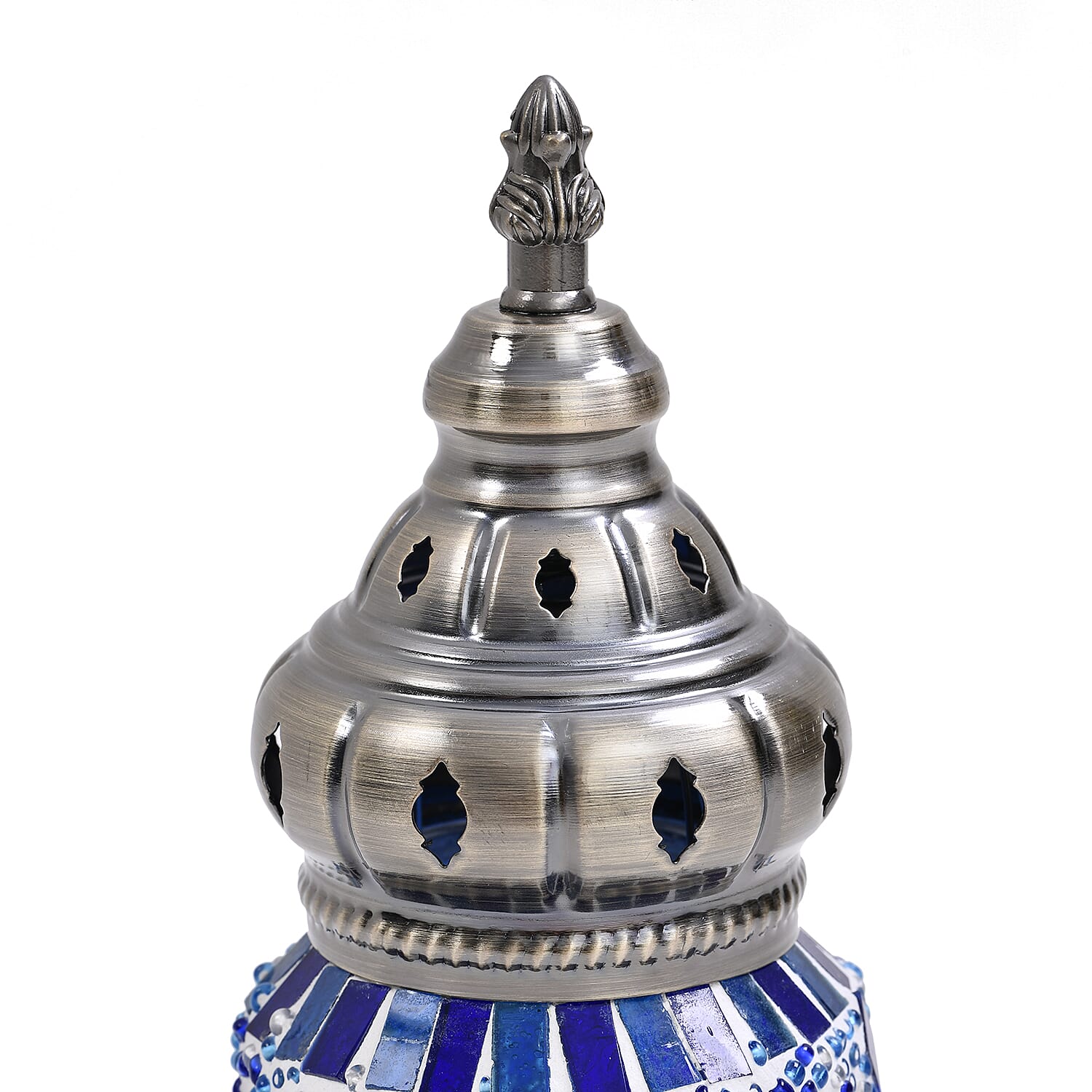 Handmade Turkish Mosaic Table Lamp (Size 13x13x40 cm) - Blue