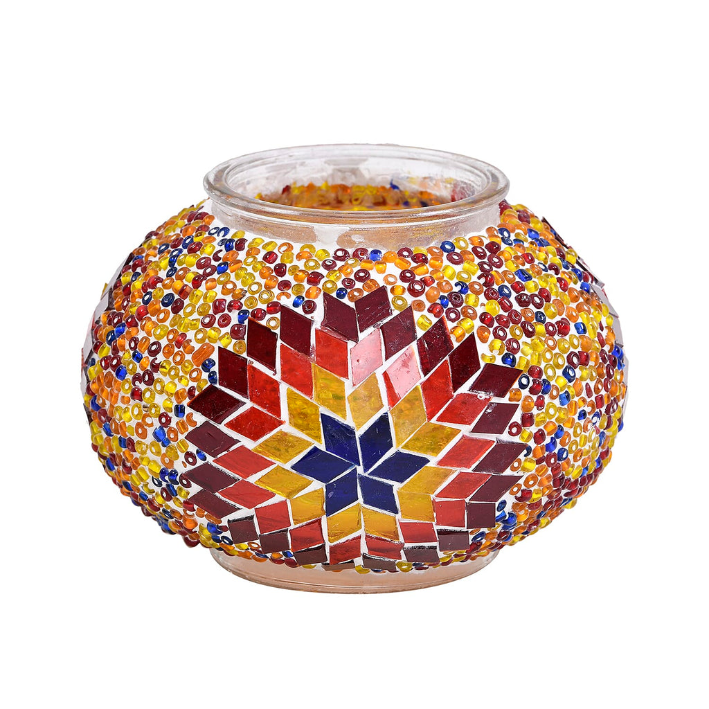 Handmade Turkish Mosaic Tall Lamp - Yellow & Multi