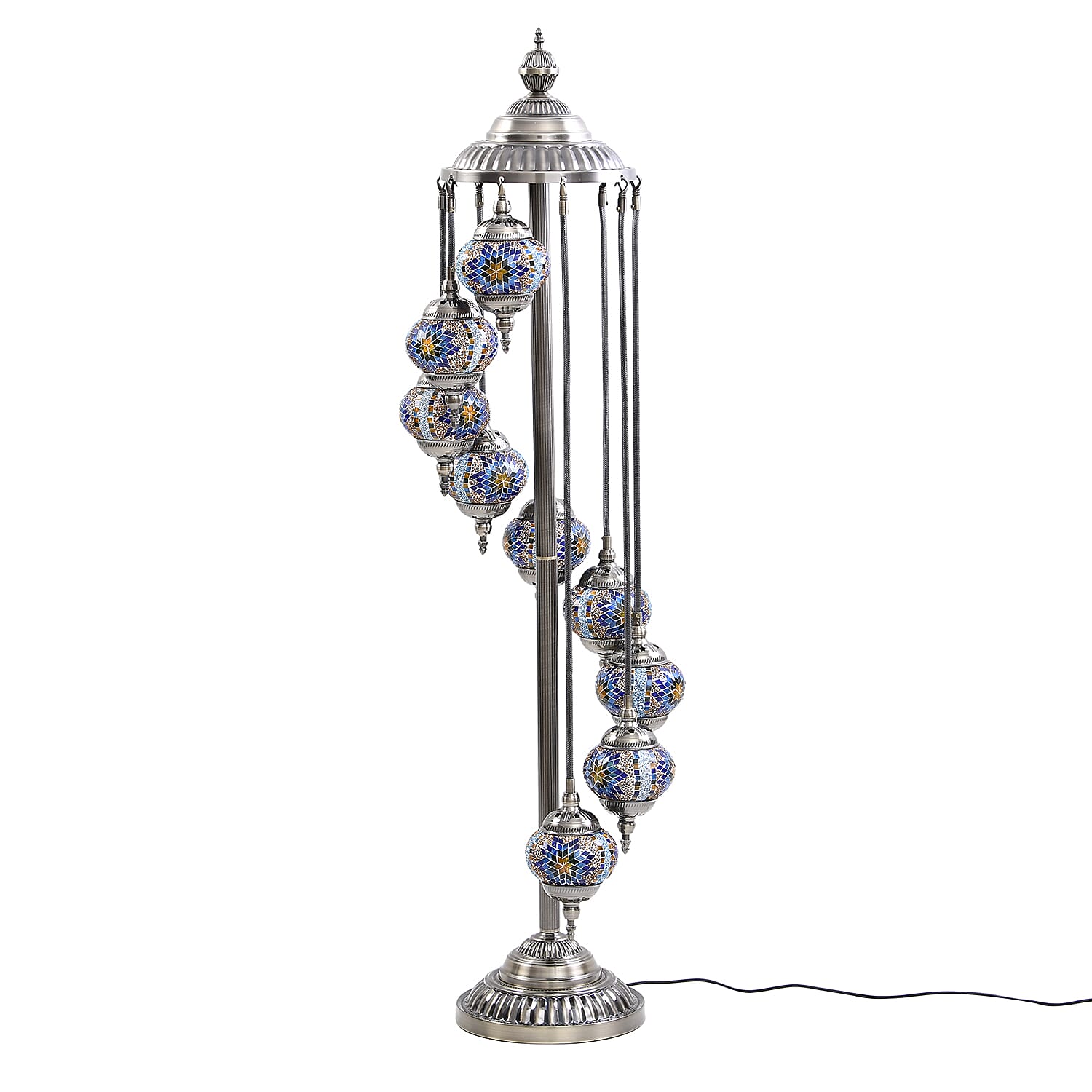 Handmade Turkish Mosaic Table Lamp (Size 145x35 cm) - Blue & Multi