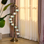 Handmade Turkish Mosaic Table Lamp (Size 145x35 cm) - Blue & Multi