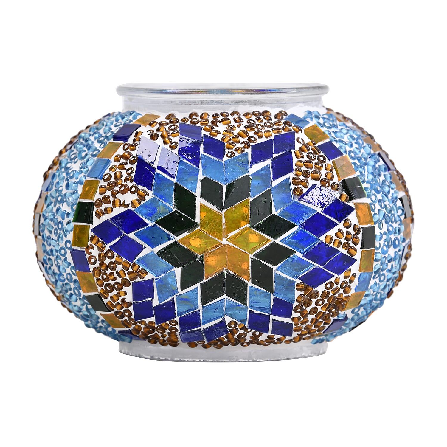 Handmade Turkish Mosaic Table Lamp (Size 145x35 cm) - Blue & Multi