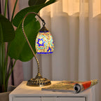 Handmade Turkish Mosaic Table Lamp (Size 15x15x50 cm) - Blue - Multi
