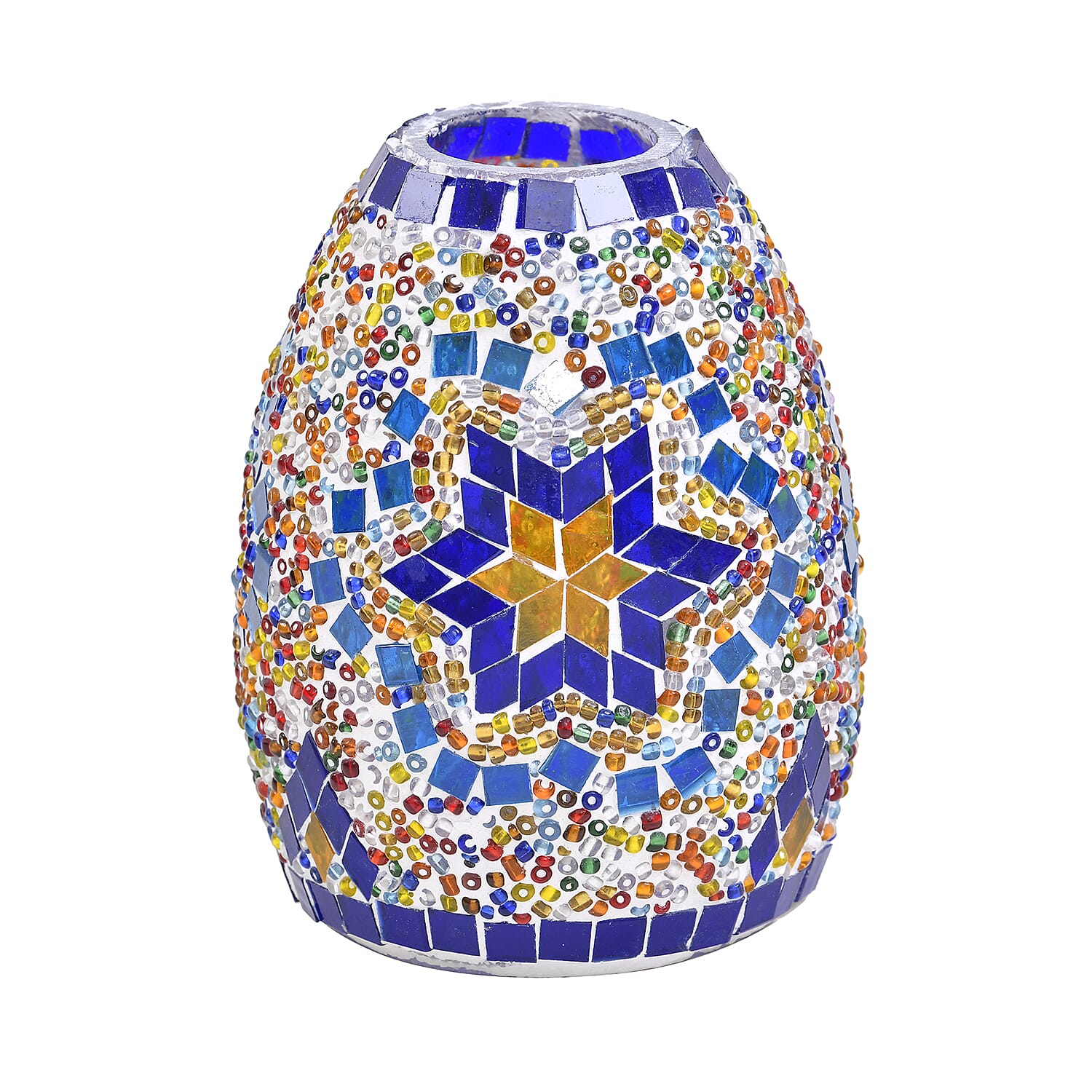 Handmade Turkish Mosaic Table Lamp (Size 15x15x50 cm) - Blue - Multi