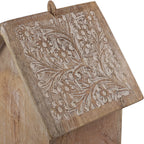 Handmade and Carved Mango Wood Hanging Outdoor Bird House
