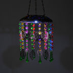 Solar Outdoor Chandelier Light with Synthetic Crystal Beads - Blue
