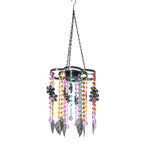 Solar Outdoor Chandelier with Synthetic Crystal Beads, Flower - Leaves Design - Multicolor