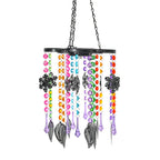 Solar Outdoor Chandelier with Synthetic Crystal Beads, Flower - Leaves Design - Multicolor