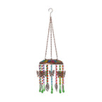 Solar Outdoor Chandelier with Butterfly Synthetic Crystal Beads - Leaves Design - Multicolour