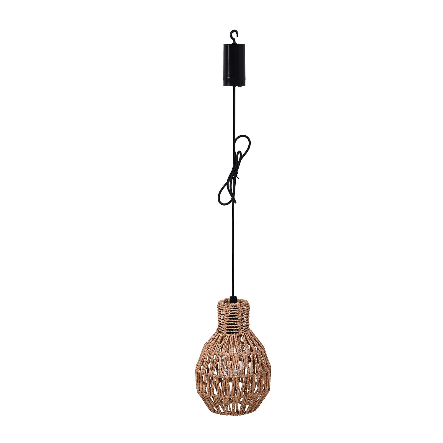 Hanging Rattan Shade Lamp with Filament Bulb - Light Brown