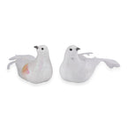 Set of 2 Dove Figurines - White & Glitter Powder