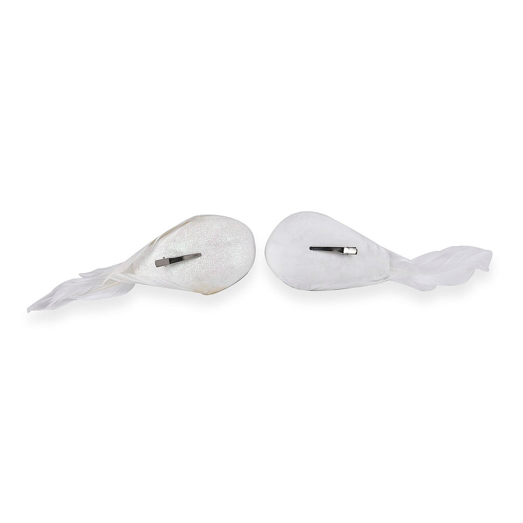Set of 2 Dove Figurines - White & Glitter Powder