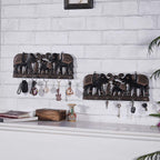 Boutique Collection - Set of 2 Carved Wooden Elephant Key Holders