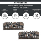 Boutique Collection - Set of 2 Carved Wooden Elephant Key Holders