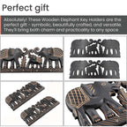 Boutique Collection - Set of 2 Carved Wooden Elephant Key Holders