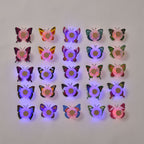 Set of 25 - LED Butterfly With Sticker in Backside (3xButton Battery, Incl) - Multi