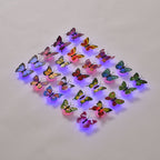 Set of 25 - LED Butterfly With Sticker in Backside (3xButton Battery, Incl) - Multi