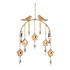 Handmade Hanging Bird House Iron Wind Chime (45 cm) - Golden