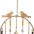 Handmade Hanging Bird House Iron Wind Chime (45 cm) - Golden