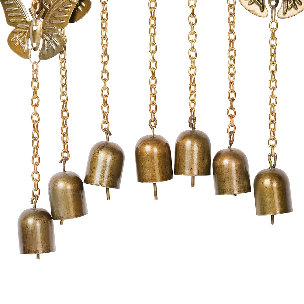 Handmade Iron Butterfly With Bells Wind Chime (51 cm) - Golden