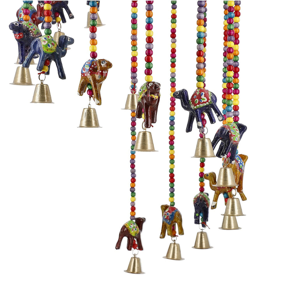 Hand Crafted Traditional Elephant Door Hanging with Bells - Beads