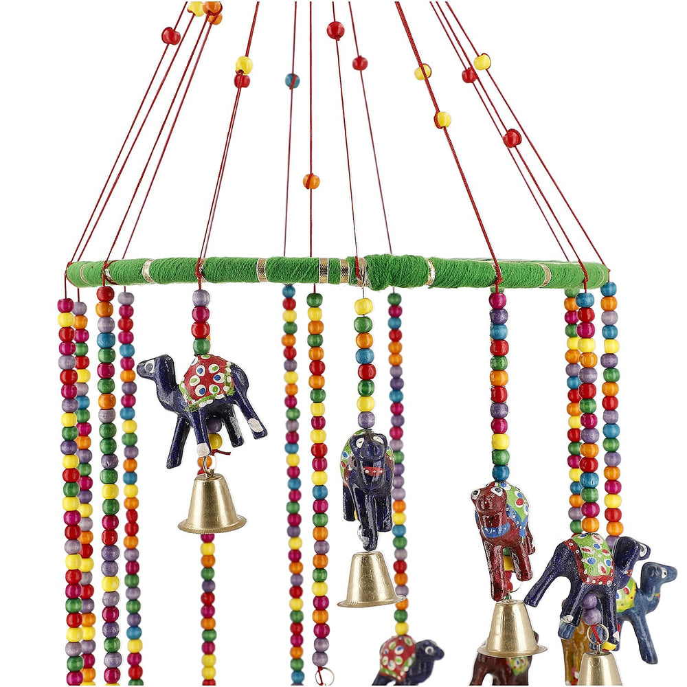Hand Crafted Traditional Elephant Door Hanging with Bells - Beads