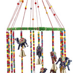 Hand Crafted Traditional Elephant Door Hanging with Bells - Beads