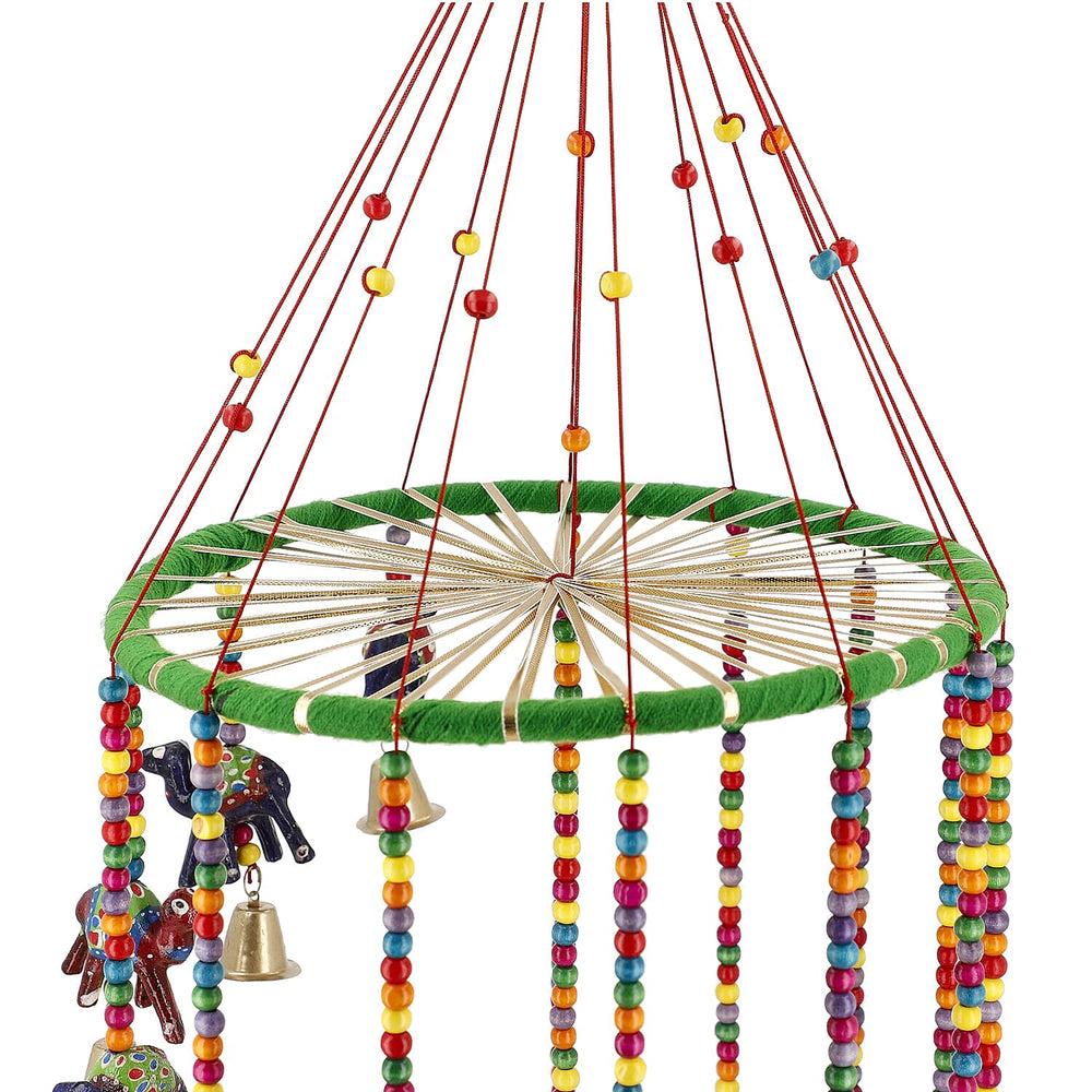Hand Crafted Traditional Elephant Door Hanging with Bells - Beads