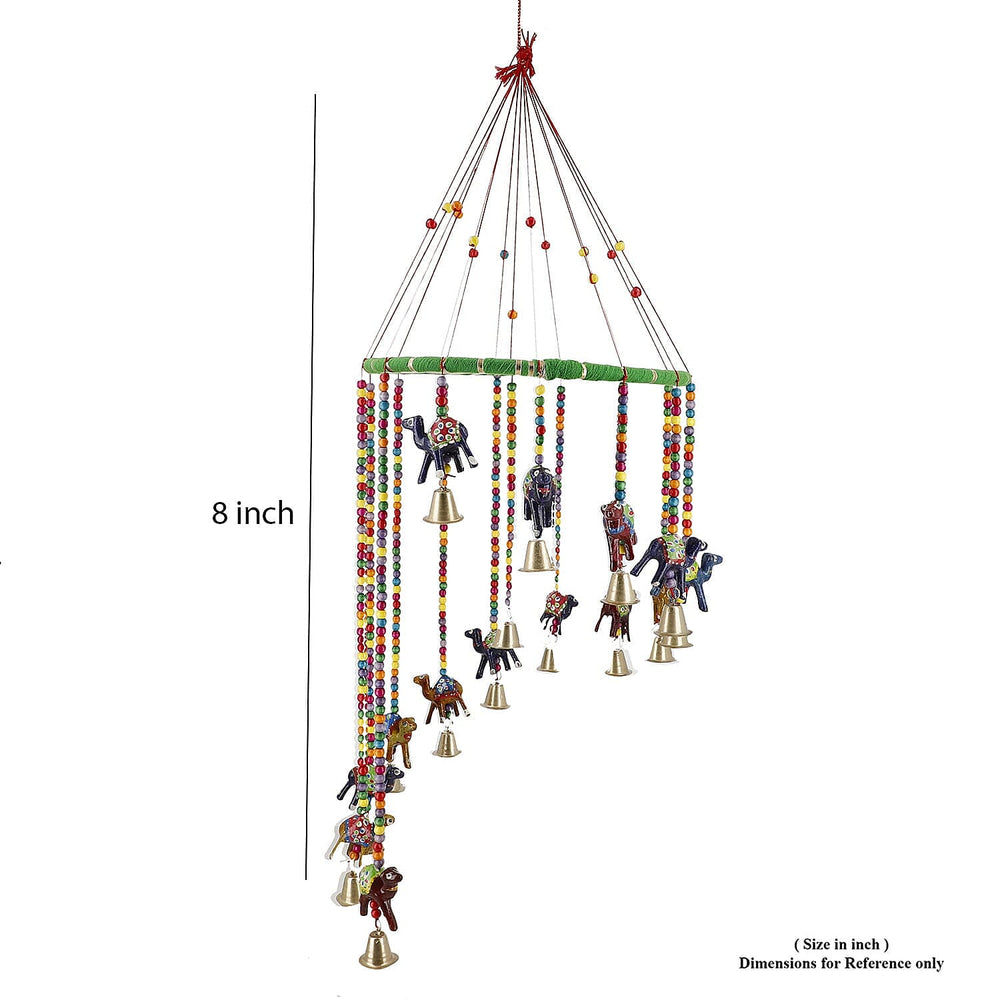 Hand Crafted Traditional Elephant Door Hanging with Bells - Beads