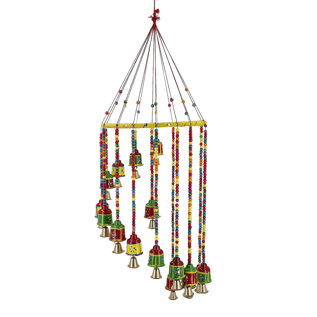 Hand Crafted Multi Color Singing Tibetian Bell Hanging with Bells - Beads